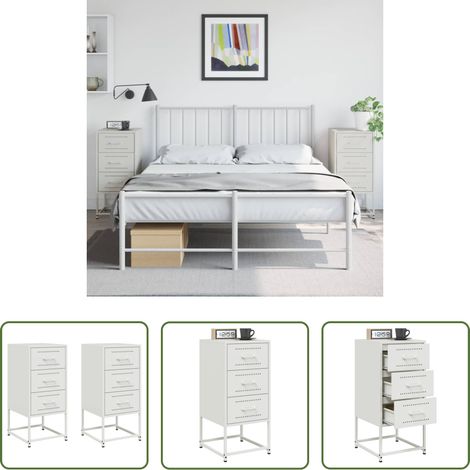 Meuble industriel -  Tables de chevet 2 pcs blanc 36x39x78 cm acier (1/5)