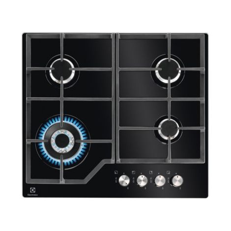 Electrolux EGM6343YAK Piano cottura a gas 4 fornelli da incasso 60 cm nero vetro (1/5)
