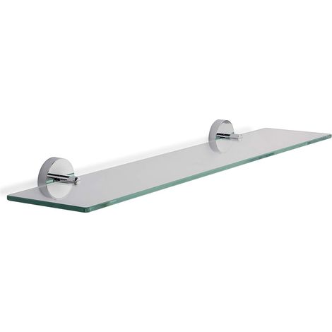 Croydex Flexi-Fix Glass Bathroom Shelf, Chrome, 62cm Length - Pendle