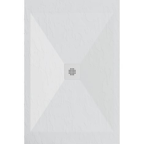 Mineralguss-Duschwanne extra flach DEXA Schieferoptik WEIß 70x70 cm Auslaufschutz in Farbe Auslaufschutz in Farbe