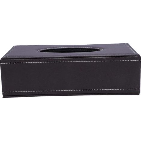 Boîte à mouchoirs rectangulaire portable en cuir marron, avec distributeur de papier toilette, pour la maison ou la voiture. (1/5)