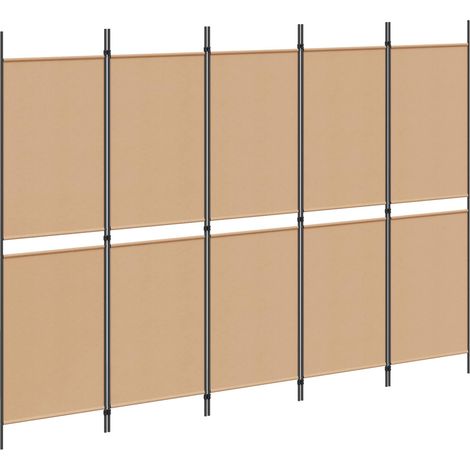 Biombos de 5 Paneles Beige 250 x 180 cm Tela vidaXL