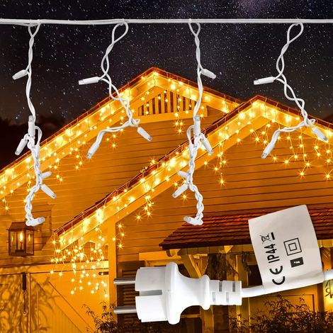 Catena Luminosa LED Esterno Tenda Luci Natalizie Feste Decorazioni Giardino Balcone 5metri bianco caldo