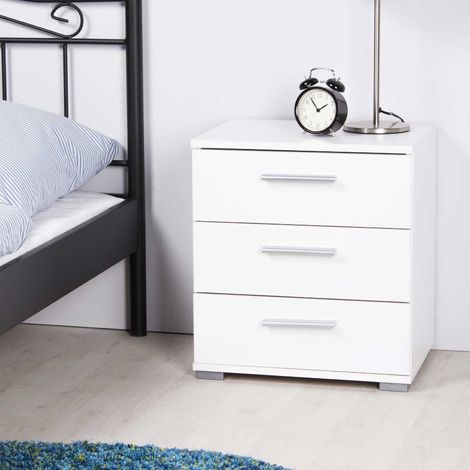 Table de chevet Elora 3 tiroirs - blanc