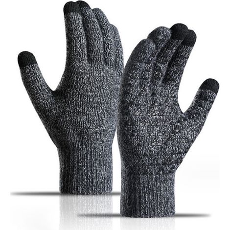 Gants d'hiver tricotés résistants au froid, chauds et épais, à doigts entiers. (1/5)