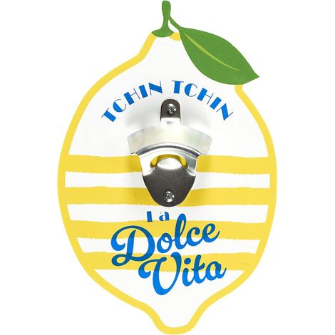 Décapsuleur Mural "Dolce Vita" 26cm Jaune