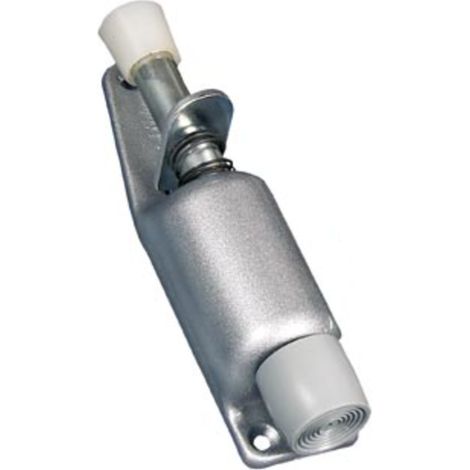 Groom 180600 Lot de 6 Arrêt fixe de porte Groom acier laqué argent avec tampon caoutchouc - course 22 mm