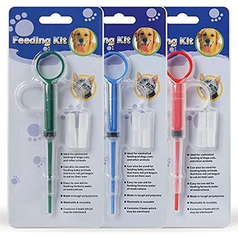 Lot de 3 seringues doseuses pour animaux, distributeur de comprimés et médicaments, poussoir pour chats et petits chiens (1/5)