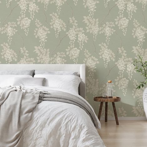 Papier peint intissé Wisteria Sage 1005 x 52cm Vert, beige (1/4)