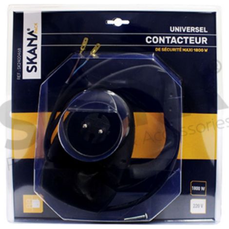 Interruttore di sicurezza per tosaerba elettrici. Si fissa sul manico. Tensione 220 Volt, 8,5 Ampere, Potenza massima 1800W.