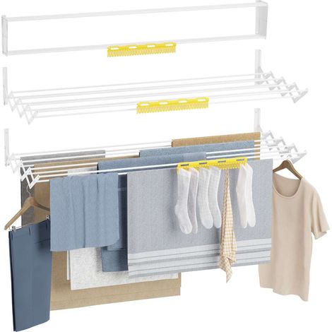 Newlux Tendedero Plegable Pared Blanco Wall V120 (120 x 60 x 19 cm) con capacidad para 102 m / 12 kg