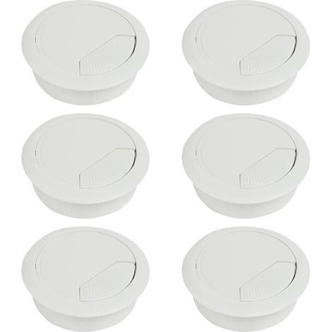 6 pièces Passe-câbles de Bureau Blancs, plaques de recouvrement de câbles de Bureau de 50 mm, Passe-câbles circulaires en Plastique, adaptés aux Bureaux et aux Plans de Travail (1/5)