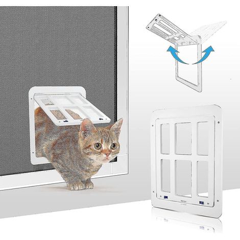 Moustiquaire à fermeture automatique pour chat, chatière pour chien avec aimants verrouillables, moustiquaire pour porte de balcon avec chatière intégrée - Blanc (1/5)