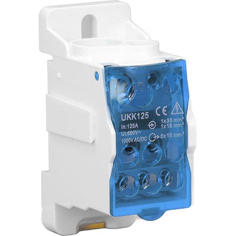 Bornier Electrique, UKK125 Bornier Rail DIN, Bloc de Jonction 690V, pour Armoires de Distribution Armoires Haute Tension (Bleu) (1/5)