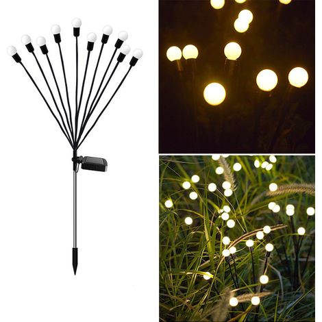 Lampes solaires d'extérieur, 2 pièces 10 LED, lumières lucioles solaires pour jardin, balcon, lumière solaire extérieure, décoration de jardin, étanche IP65 (1/5)