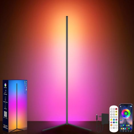 Lampadaire LED d'angle RGB - 1 unité - Design moderne - Contrôle appli et synchronisation musique - Salon chambre bureau - 16 millions de couleurs (1/5)