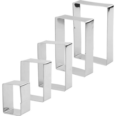 5pcs Emporte-Pièce Rectangulaire, Acier Inoxydable Emporte Pièces Carrés Différentes Tailles Moules à Biscuits Rectangulaires Ensemble d'Emporte-Pièces pour la Cuisson (1/5)
