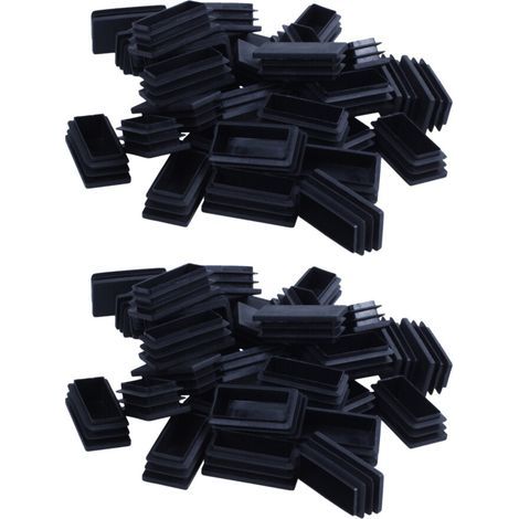 les Bouchons de Tube D'ExtréMité de Masquage de Rectangle en Plastique InsèRent 25X50Mm 60Pcs Noir (1/2)