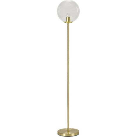 Lampadaire rétro en métal doré et globe en verre transparent - 150cm (1/3)