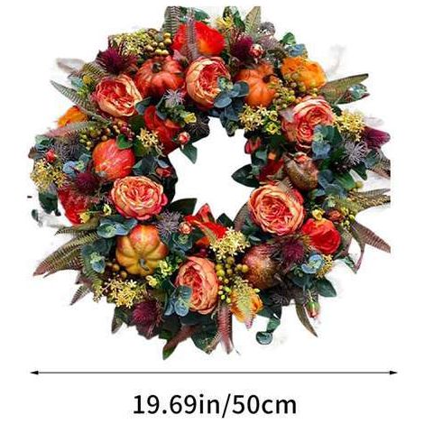 Nur in einer Farbe erhältlich: wie abgebildet. Material: Kunststoff. Künstlicher Herbstkranz für die Haustür, rustikaler Stil.