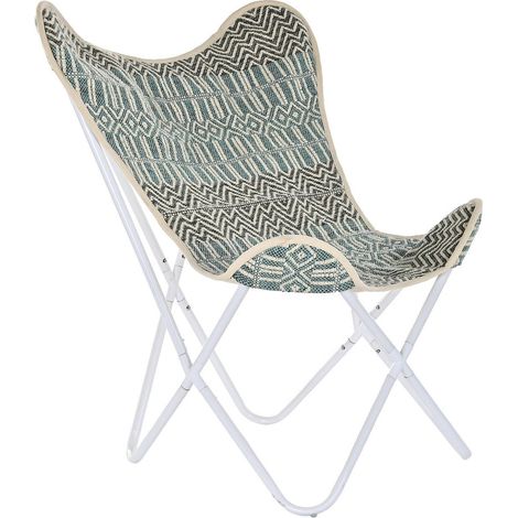 Chaise papillon coton motif géométrique bleu élégant - Bleu motif géométrique éthnique (1/5)
