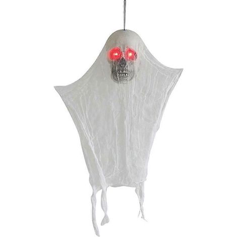 Décorations d'Halloween : crâne suspendu pour maison hantée, crâne aux yeux lumineux (1/4)