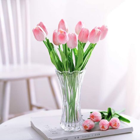 12 tulipes artificielles en latex, bouquet de mariée artificiel-AquaForge (1/5)