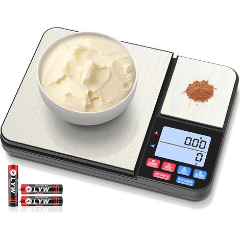 Balance de cuisine numérique avec double plateau de pesée : 10 kg/1 g et 500 g/0,01 g (1 pièce)-AquaForge