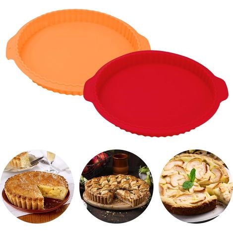 Molde para tartas, molde de silicona de 2 piezas, molde redondo antiadherente de silicona para repostería, molde redondo reutilizable de silicona para pasteles, molde para tartas, quiches y pasteles d (1/5)