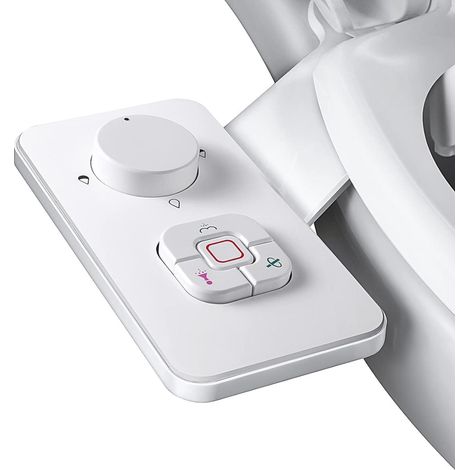Pulvérisateur Bidet non électrique avec double buses rétractables autonettoyantes - Nettoyage avant et arrière - Bouton poussoir réglable chrome，Blanc (1/5)