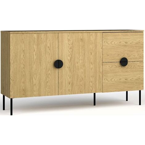 Piccolo Buffet 2 Porte e 2 Cassetti - Colore Rovere - Collezione MONDO (1/3)