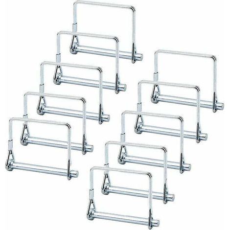 Goupille Verrouillage Carrée, 10 Pièces Goupille Verrouillage L'arbre, Goupille Verrouillage 1/4", Goupille D'attelage, pour Remorquage de Remorque de Jardin Pelouse de Ferme (Argent) (1/4)