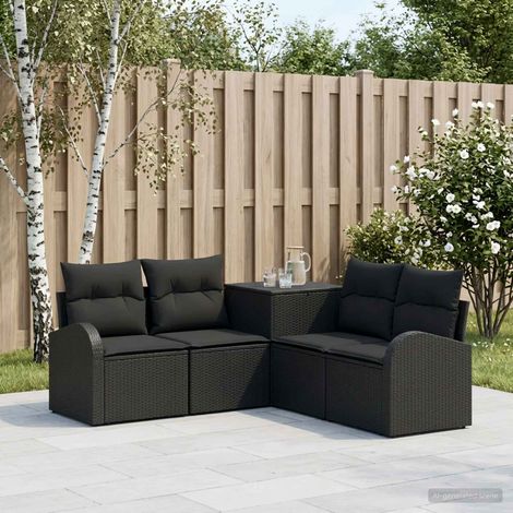 vidaXL Set di divani 5 pz Nero Rattan sintetico e Acciaio (1/5)