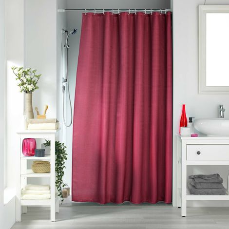 Rideau de Douche avec Crochets 180 x 200 cm Quartz Framboise - Jacquard - Livraison gratuite (1/3)