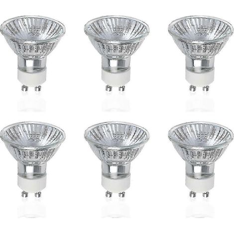 Ampoules halogènes GU10 50 W, lot de 6, blanc chaud 2800 K, dimmables, 700 lumens (1/5)