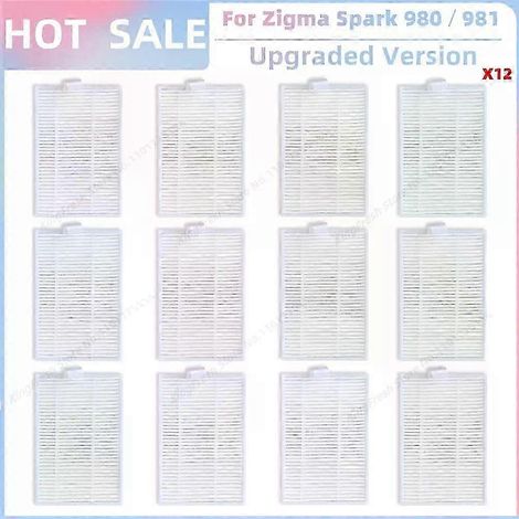 Ersatzteile, die mit dem Staubsauger Zigma Spark 980/981 kompatibel sind: Seitenbürste, Haupt-HEPA-Filter und Reinigungstuch. (1/4)