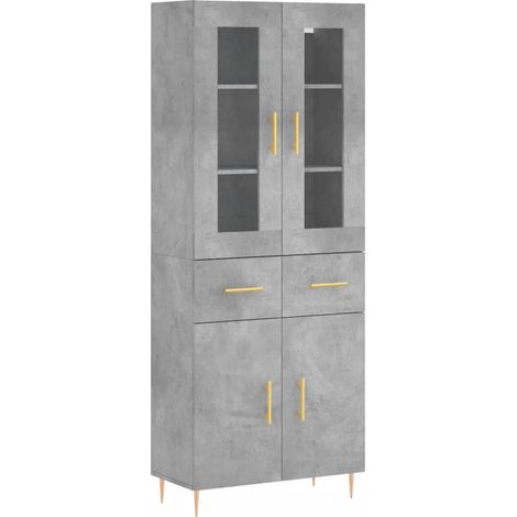 Credenza cassettiera mobile contenitore organizer cucina soggiorno salotto alto 695 x 34 x 180 cm legno ingegnerizzato grigio 020034524