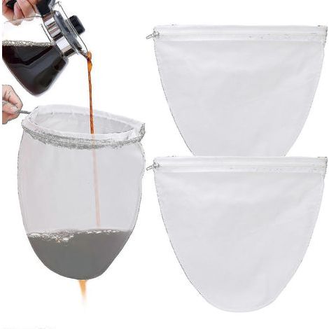 Sac filtrant à mailles ultra-fines, sac filtrant alimentaire réutilisable de qualité commerciale avec cadre en acier inoxydable et poignée, utilisé pour filtrer le lait de noix, le café, le lait, le l