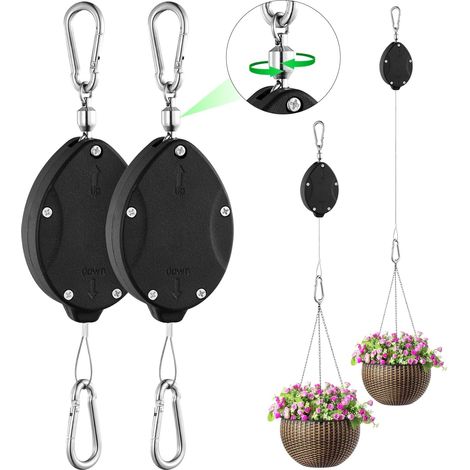 supports à plantes extensibles et réglables – Corde en acier inoxydable de 160 cm – Double crochet – Pour plantes et mangeoires à oiseaux – Intérieur et extérieur (1/5)