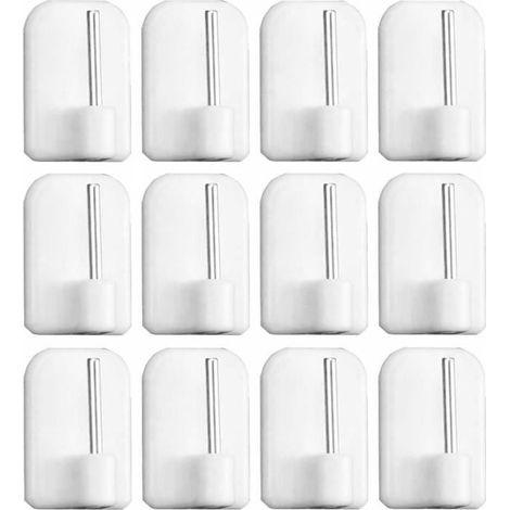 Lot de 12 crochets adhésifs pour rideaux Blanc 486 (1/4)