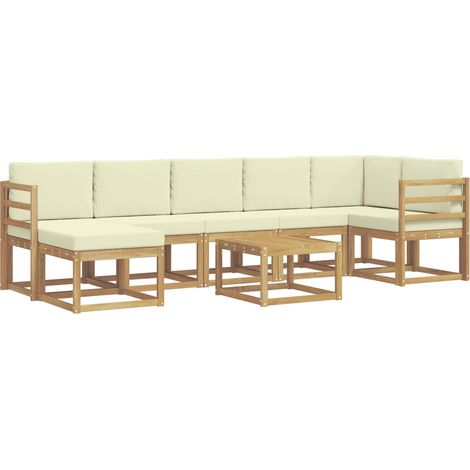 Outdoor Sofa Set with Cushion 8 pcs White and Cream Polyester vidaXL (1/5)