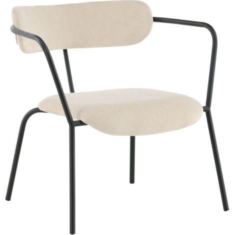 Fauteuil Design Velours "Duffy" 69cm Beige (1/5)