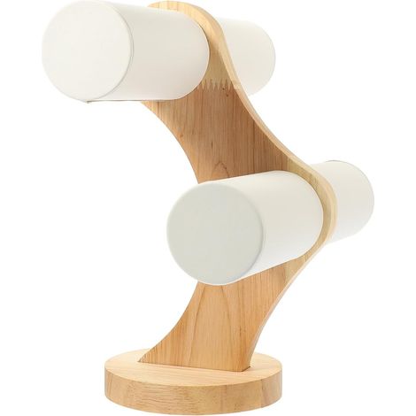 Présentoir à Bracelets en Bois Blanc Cuir, Support de Bijoux et Montres, Organiseur à Deux Niveaux, Empêche le Glissement, pour Vitrines et Amateurs de Montres (1/5)