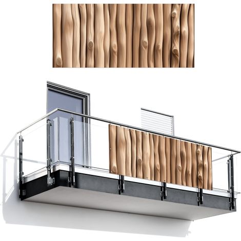 Balcony Privacy Banner Wood - Stem - Light brown 200x90 cm (1/4)