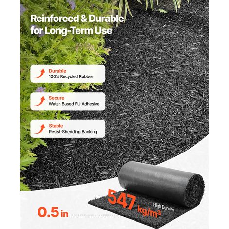 Rouleau de Paillis en Caoutchouc 244x61 cm Lot de 2, Tapis de Paillis en Caoutchouc pour Allée Bordure Jardin et Aménagement Paysag… (1/5)
