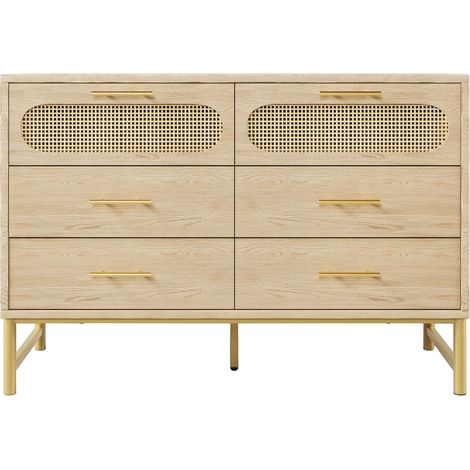 ELVMI Comò con 6 Cassetti e Dispositivo Antiribaltamento per Camera e Soggiorno in Metallo e Pannelli, 120 x 40 x 74 cm Rovere Sonoma (1/5)