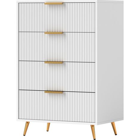 Cómoda 4 cajones frentes ondulados antivuelco 60x40x90 cm blanco