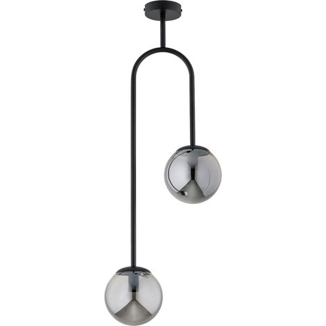 Suspension moderne noire, boules fumées, 2xE14 Alfa (1/3)