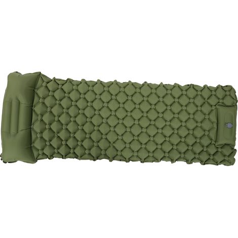 Matelas pneumatique de camping, coussin gonflable pour randonnée et voyage en plein air, couleur vert militaire (1/5)