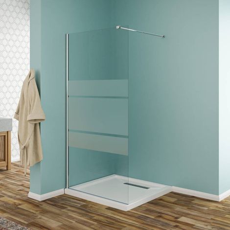 Parete Walk-In in vetro temperato opaco 8mm con profili cromo H190 - 80 cm (1/4)